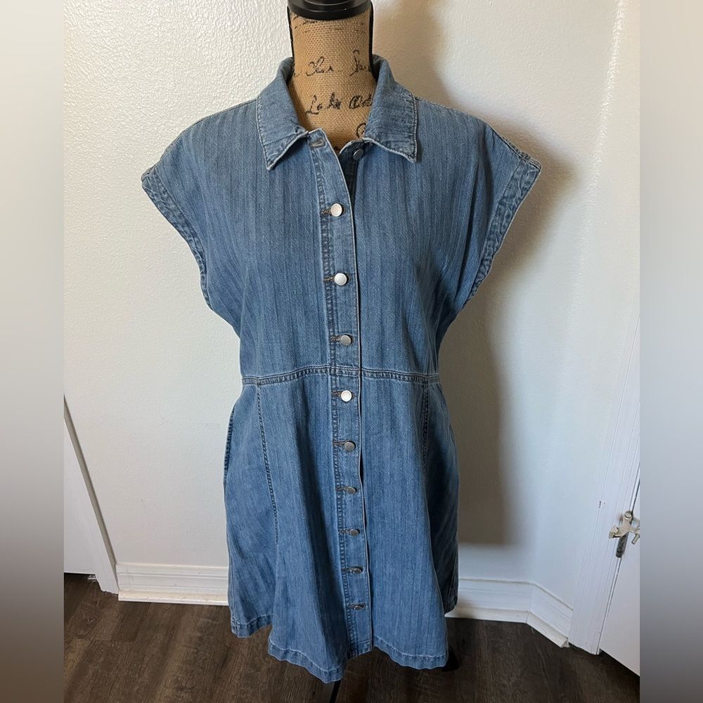 Universal Thread Cap Sleeve Button Down Dress-Siz… - image 1